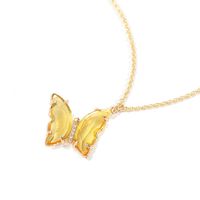 Fashion Girls Dream Transparent Crystal Glass Butterfly Alloy Necklace Clavicle Chain main image 6