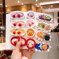 Korean Children's Wool Fruit Cherry Hairpin Girl Flower Bb Clip Braided Lace Hairpin Hair Accessories Clip main image 1