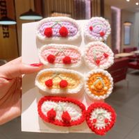 Korean Children's Wool Fruit Cherry Hairpin Girl Flower Bb Clip Braided Lace Hairpin Hair Accessories Clip main image 4