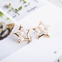 New Fashion Five-star Pearl S925 Silver Needle Simple And Fashionable Alloy Earrings main image 4
