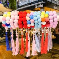 Farbe Bälle Haar Seil Ball Quaste Koreanische Stil Kleines Mädchen Krawatte Haar Gummiband Großhandel main image 3