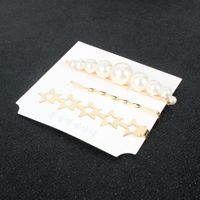Korean Sweet Wind Five-pointed Star Hairpin Alloy Inlaid Pearl Word Clip Hair Accessories Wholesale main image 5