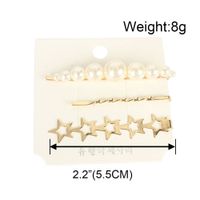 Korean Sweet Wind Five-pointed Star Hairpin Alloy Inlaid Pearl Word Clip Hair Accessories Wholesale main image 6