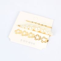 Bohemian Style Retro Alloy Inlaid Pearl Word Clip Hair Clip Wholesale main image 3