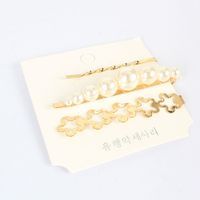 Bohemian Style Retro Alloy Inlaid Pearl Word Clip Hair Clip Wholesale main image 4