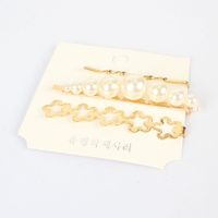 Bohemian Style Retro Alloy Inlaid Pearl Word Clip Hair Clip Wholesale main image 5