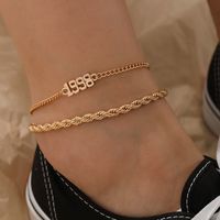 Fashion Autumn New Alloy Fashion Simple Letter Foot Ornaments Women's Anklet Set main image 2