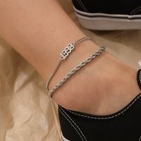 Fashion Autumn New Alloy Fashion Simple Letter Foot Ornaments Women's Anklet Set main image 4