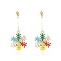 Wholesale Christmas Series Fashion Alloy Oil Dripping Snowflake Earrings main image 1