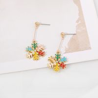 Wholesale Christmas Series Fashion Alloy Oil Dripping Snowflake Earrings main image 5