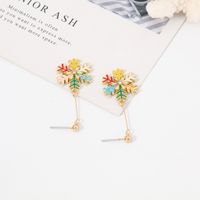 Wholesale Christmas Series Fashion Alloy Oil Dripping Snowflake Earrings main image 6