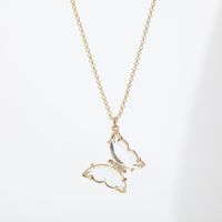 Fashion Girls Dream Transparent Crystal Glass Butterfly Alloy Necklace Clavicle Chain sku image 2