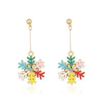 Wholesale Christmas Series Fashion Alloy Oil Dripping Snowflake Earrings sku image 1