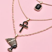 Exaggerated Fashion Nightclub Cross Head Portrait Pendant Multi-layer Women's Alloy New Necklace main image 3