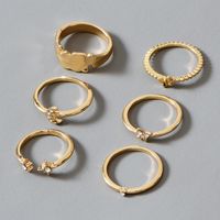 Fashion Gold-plated Crystal Butterfly Moon Ring Ladies 6 Piece Combination Ring Set main image 5