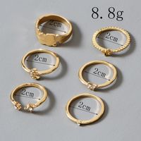 Fashion Gold-plated Crystal Butterfly Moon Ring Ladies 6 Piece Combination Ring Set main image 6