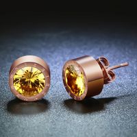 Europäische Und Amerikanische Titan Stahl Ohrringe Ohrringe Mode Temperament Rose Goldbarren Runde Einfache Ohrringe Weibliche 12 Geburts Stein Ohrringe sku image 11