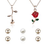 Approvisionnement Du Commerce Extérieur Qualité Rose Alliage Perle Collier Deux-pièce Boucles D'oreilles Ventes Directes D'usine Vente Chaude sku image 1