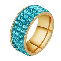 Fabrik Direkt Verkauf Voll Diamant Europäischer Und Amerikanischer Schmuck Mode Damen Edelstahl Diamant Dreireihige Ton Farbe Diamant Ring Großhandel sku image 15