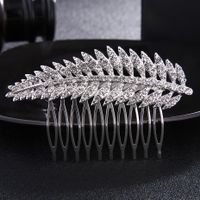 Europäischer Und Amerikanischer Personal Isierter Hochzeits Stil Locken Wickler Einfacher Stil Strass Braut Kopf Bedeckung Blatt Design Braut Haarkamm sku image 2