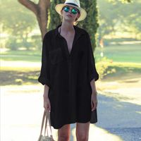 2018 Neuer Stil Europäischer Und Amerikanischer Stil Dünnes Rayon Hemd Strand Langarm Bluse Sexy Plus Größe Strand Jacke Frauen Sonnenschutz Jacke sku image 2