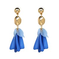 Plastic Fashion Flowers Earring  (blue) Nhjj4661-blue sku image 1