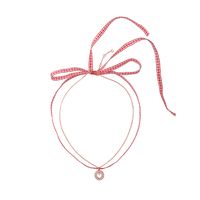2021 Neue Mode Doppels Chicht Choker Halsband Mädchen Liebe Anhänger Halskette Kariert Stoff Netto-promi Schlüsselbein Halskette sku image 5
