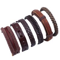 Ventes Directes D'usine Tissé Ensemble Bovins En Cuir Bracelet Croix-frontière D'une Seule Pièce Dropshipping Rétro Europe Et En Amérique Hommes De Bracelet En Cuir Ornement sku image 1