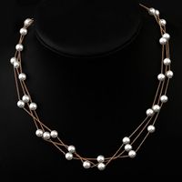 Alloy Korea Geometric Necklace  (alloy White Beads) Nhlj3765-alloy White Beads sku image 1