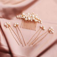 Fashion Sweet Handmade Pearl Hairpin Wedding Plate And Comb Set main image 1