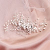 Fashion Handmade Pearl Insert Comb Water Drop Diamond Alloy Hair Comb main image 1