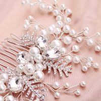 Fashion Handmade Pearl Insert Comb Water Drop Diamond Alloy Hair Comb main image 4