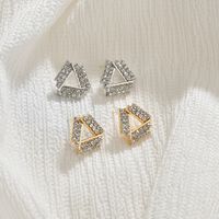 Pendientes De Aleación Pequeños Salvajes Coreanos De Triángulo Simple De Diamante Completo De Moda Para Mujeres main image 1