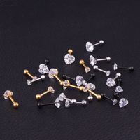Ear Cartilage Rings & Studs Fashion Heart 316 Stainless Steel  Zircon main image 3