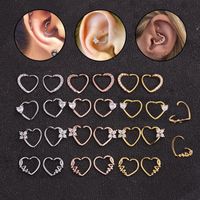 Hot Selling Micro-inlaid Zircon Round Nose Ring Peach Heart Stud Earrings main image 1