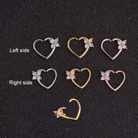 Hot Selling Micro-inlaid Zircon Round Nose Ring Peach Heart Stud Earrings main image 6