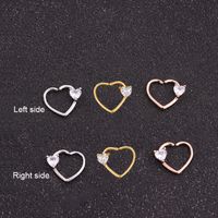 Hot Selling Micro-inlaid Zircon Round Nose Ring Peach Heart Stud Earrings main image 5