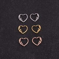 Hot Selling Micro-inlaid Zircon Round Nose Ring Peach Heart Stud Earrings main image 4