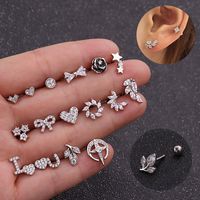 Fashion New Zircon Flower Love Bowknot Screw Alloy Ear Bone Nails main image 1