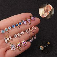 Ear Cartilage Rings & Studs Fashion Geometric 316 Stainless Steel  Copper Zircon main image 1