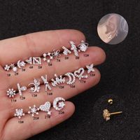 Ear Cartilage Rings & Studs Lady Geometric 316 Stainless Steel  Copper Inlaid Zircon main image 1