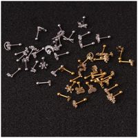 Ear Cartilage Rings & Studs Lady Geometric 316 Stainless Steel  Copper Inlaid Zircon main image 3