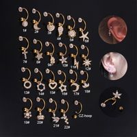 Ear Cartilage Rings & Studs Geometric 316 Stainless Steel  Copper Inlaid Zircon main image 1