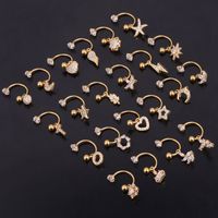 Ear Cartilage Rings & Studs Geometric 316 Stainless Steel  Copper Inlaid Zircon main image 3