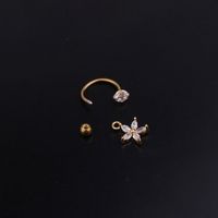 Ear Cartilage Rings & Studs Geometric 316 Stainless Steel  Copper Inlaid Zircon main image 6