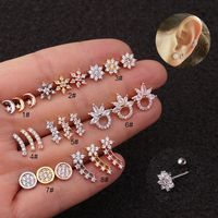 Ear Cartilage Rings & Studs Lady Flower 316 Stainless Steel  Copper Zircon main image 1