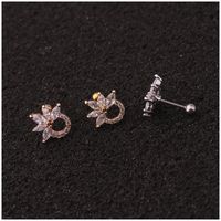Ear Cartilage Rings & Studs Lady Flower 316 Stainless Steel  Copper Zircon main image 6