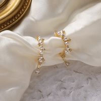 Fashion S925 Silver Needle Pearl Rhinestone Semicircle New Drop Long Fashion Earrings For Women main image 4