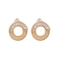 Korea 925 Silver Needle Zircon Pearl Stitching Round Simple Wild Geometric Fashion Earrings For Women main image 6