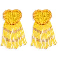 Fashion Retro Peach Heart Rice Beads Tassel Earrings main image 6